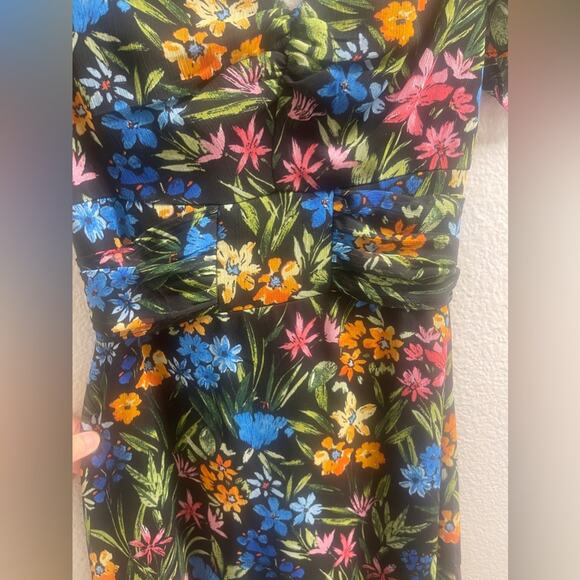 Kensie Blossoms Floral Print V-Neck Short Sleeve A-Line Dress size Zero - Picture 8 of 16